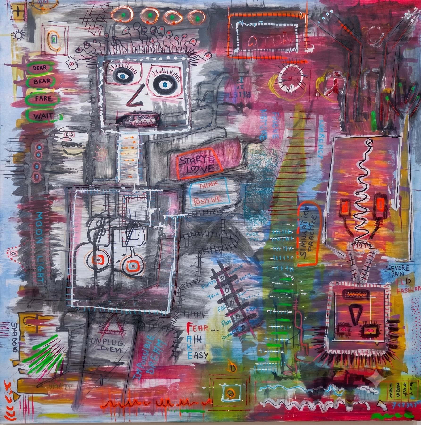 Robot Blues, painting by Habib Khoury