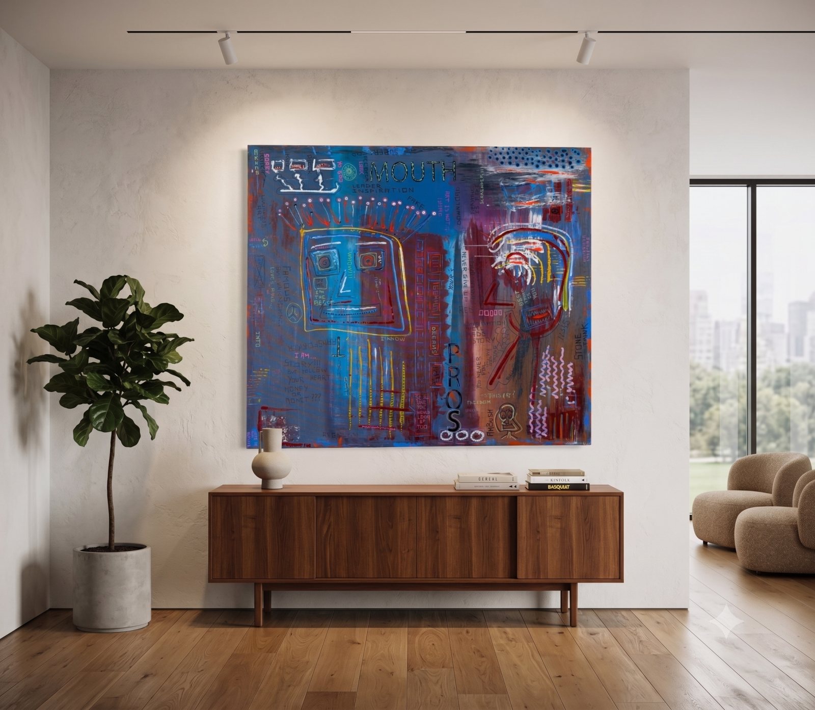 Mouth shown in a room (digital mock-up)
